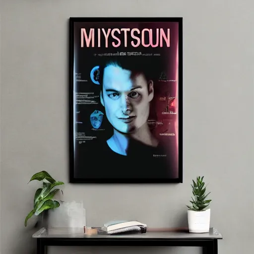 Prompt: mysterious box, black mirror poster,