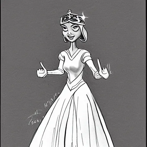 Image similar to milt kahl sketch of victoria justice as princess padme from star wars