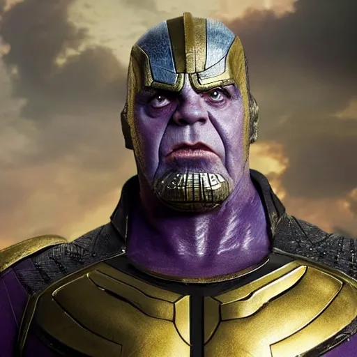 Image similar to Rowan Atkinson as Thanos in Avengers Infinity War