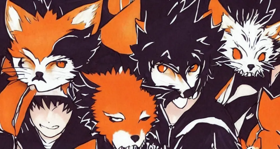 Image similar to Haikyuu wearing a kitsune mask.