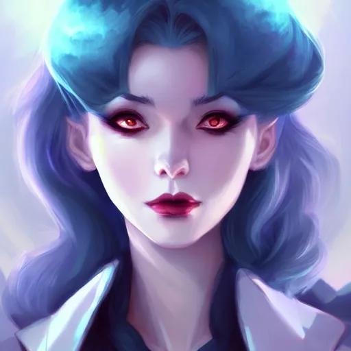 Image similar to a portrait of a gorgeous vampire, art by lois van baarle and loish and ross tran and rossdraws and sam yang and samdoesarts and artgerm, digital art, highly detailed, intricate, sharp focus, Trending on Artstation HQ, deviantart, unreal engine 5, 4K UHD image