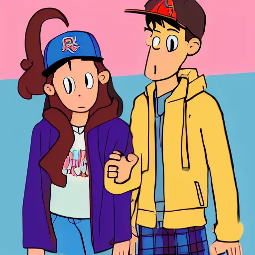 Prompt: mabel and dipper @ from gravity falls