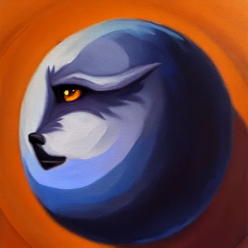 Image similar to a werewolf, but as a spherical blueberry, oil on canvas, furry art, soft colors