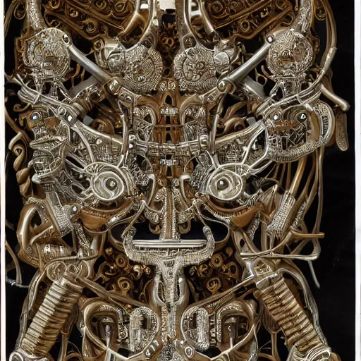 Image similar to highly detailed ornate filigreed convoluted ornamented elaborate cybernetic medical equipment