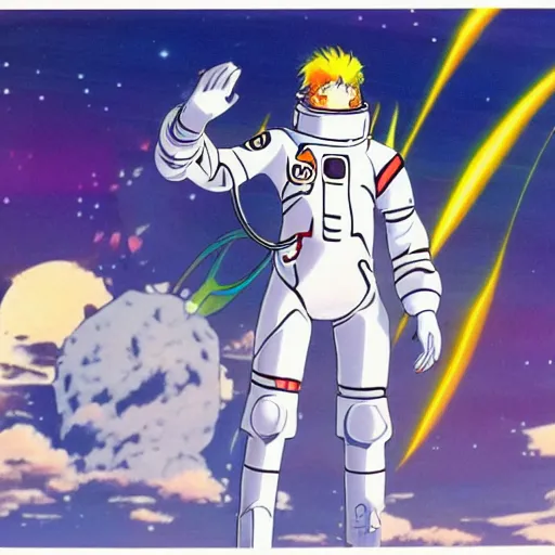 Image similar to man in a futuristic spacesuit, 9 0 s anime