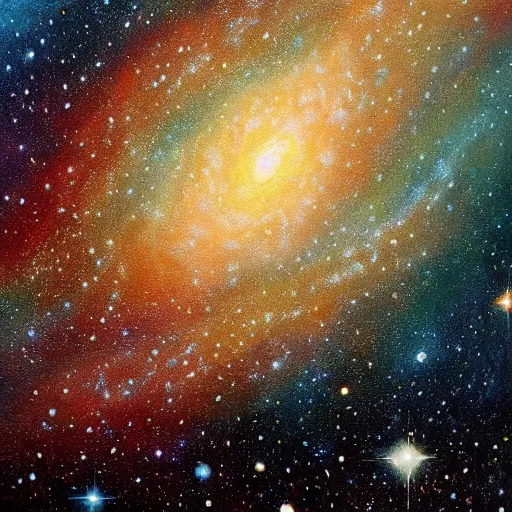 Prompt: a beautiful galaxy filled with stars and planets, in detail, painting