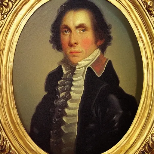 Image similar to An 18th century oil painting of Jerma985, portrait of Jerma985, grainy, realistic, very realistic, hyperrealistic, highly detailed, very detailed, extremely detailed, very neat, very epic, very cool, detailed, trending on artstation