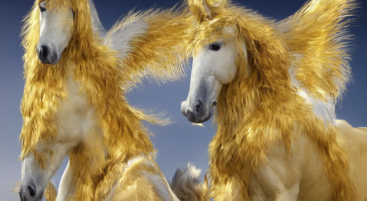 Image similar to beautiful pegasus with golden fur