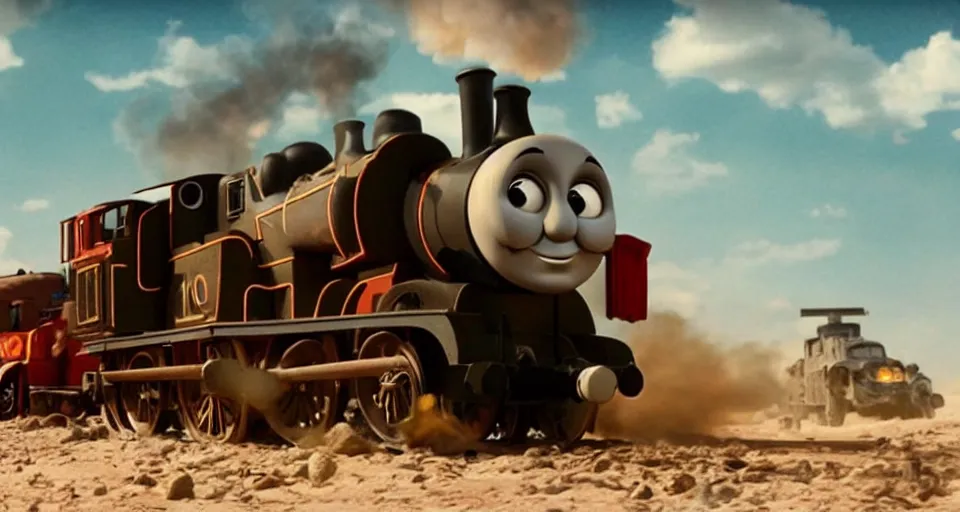 Image similar to still frame of Thomas the Tank Engine in MAD MAX: FURY ROAD (2015)