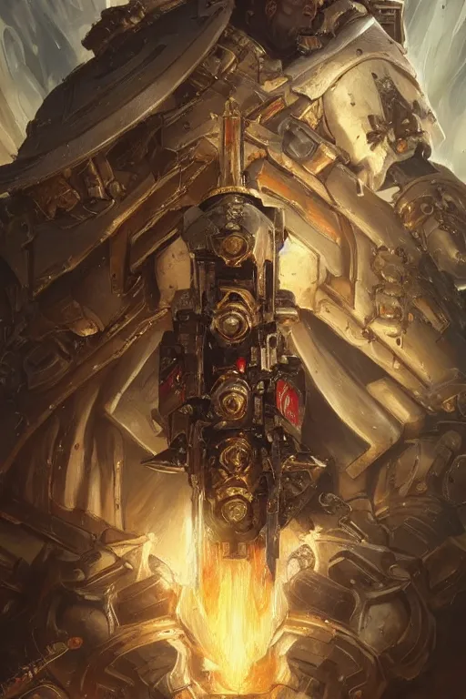 Prompt: beautiful cottagecore warhammer 40k space marine. intricate, elegant. highly detailed, digital painting, artstation, concept art, smooth, sharp, focus, illustration. . art by artgerm and greg rutkowski and alphonse mucha