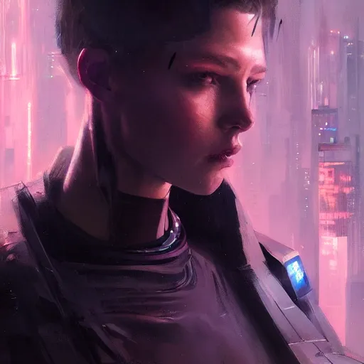 Prompt: A portrait of an android, cyberpunk art, art by greg rutkowski, matte painting, trending on artstation
