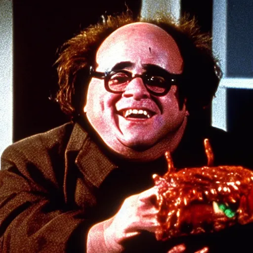 Image similar to Danny Devito as a Freddy Krueger in a Nightmare on Elm Street (1984)