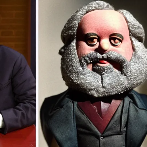 Image similar to karl marx as a muppet