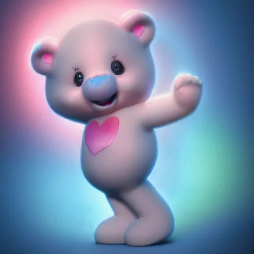 Prompt: hyperrealistic dslr film still of a care bear, heart emblem, stunning 8 k octane comprehensive 3 d render, inspired by istvan sandorfi & greg rutkowski & unreal engine, perfect symmetry, dim volumetric cinematic lighting, extremely hyper - detailed, extremely lifelike attributes & texture, intricate, masterpiece, artstation, stunning