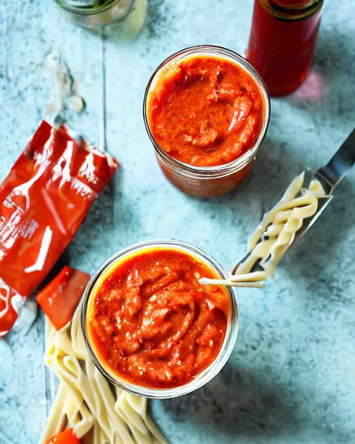 Prompt: a pasta sauce milkshake, cookbook photo