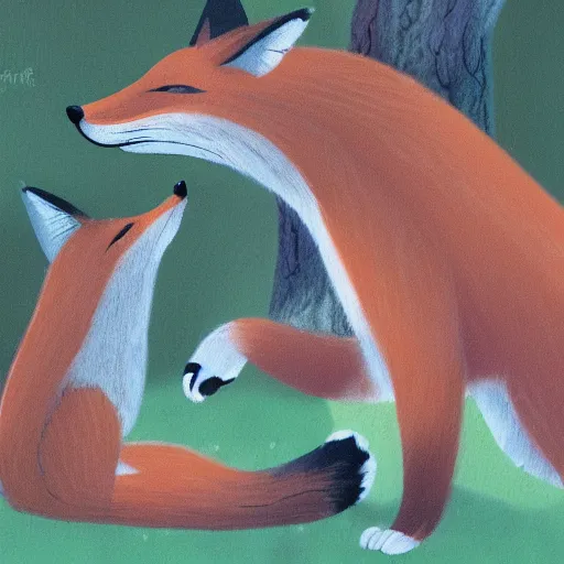 Image similar to Two foxes, hugging