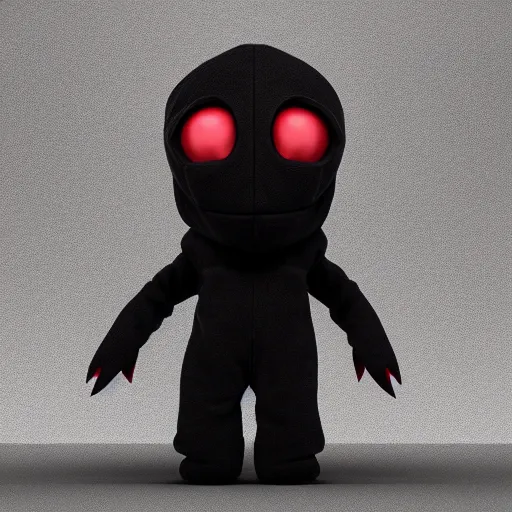 Image similar to cute fumo plush of an alien boy in a black hoodie, three point lighting, color contrast, vray