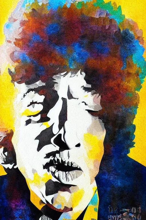 Image similar to Poster artwork, painting of Bob Dylan by Bob Dylan