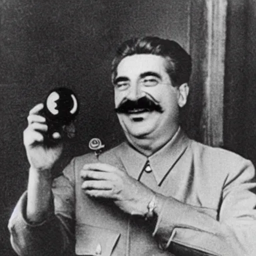 Old photograph of Stalin excitedly holding up a | Stable Diffusion ...