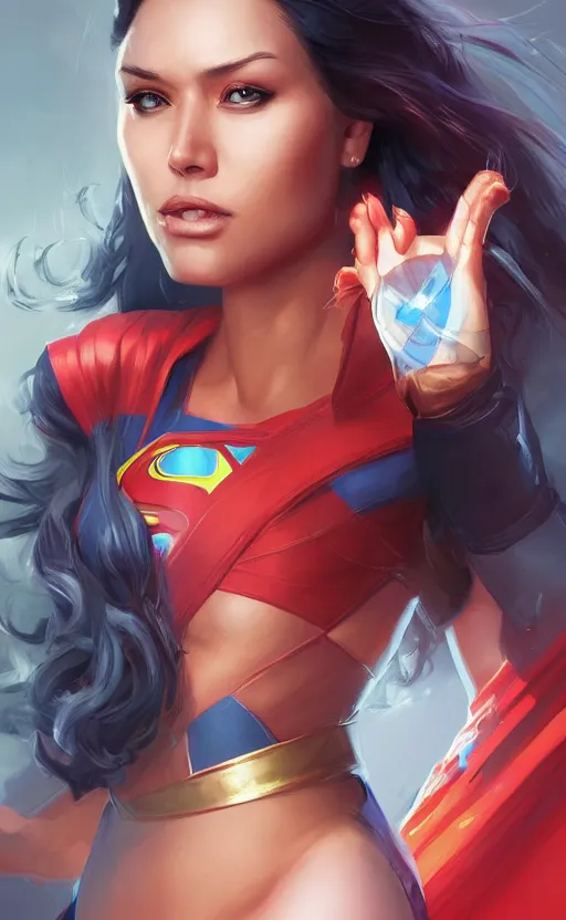 Prompt: A portrait of Superwoman , by Stanley Artgerm Lau, WLOP, Rossdraws, James Jean, Andrei Riabovitchev, Marc Simonetti, and Sakimichan, tranding on artstation