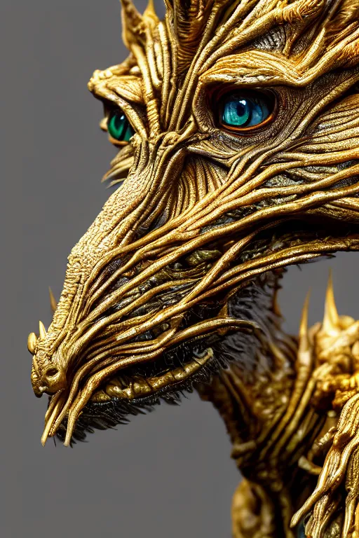 Image similar to photo taken of an epic intricate, ultra detailed, super realistic sculpture of a nightmarish creature created by weta workshop, zoomed in shots, photorealistic, sharp focus, white wall coloured workshop, f 0. 4, face centred, golden ratio, golden hour