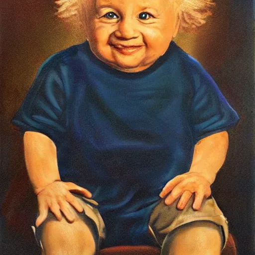 Prompt: toddler einstein portrait