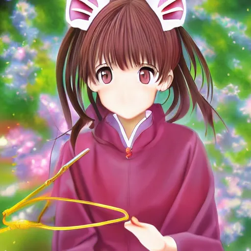 Image similar to Sakura from cardcaptor sakura digital painting by Range Murata masterpiece, trending on pixiv