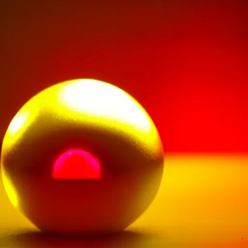 Image similar to a ball of gold nanoparticles, illuminated by a red laser beam