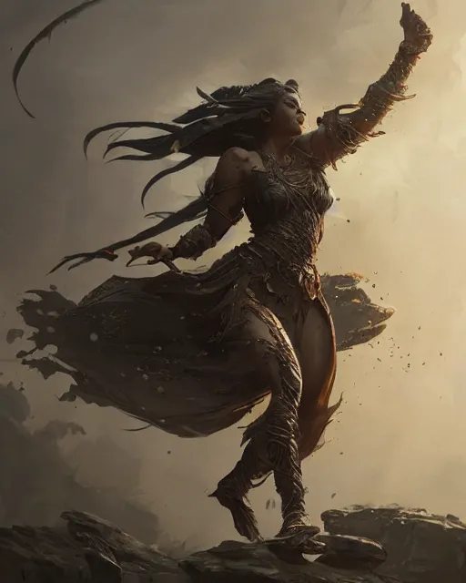 Image similar to A beautiful warrior running, D&D, beautiful face, highly detailed face, fantasy art, female art, in the style of greg rutkowski, illustration, epic, fantasy, intricate, hyper detailed, artstation, concept art, smooth, sharp focus, ray tracing