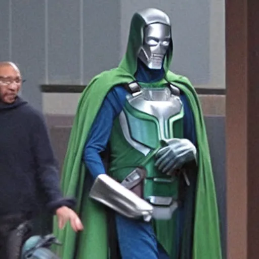 Prompt: giancarlo esposito as doctor doom, marvel movie set photo