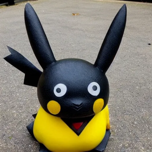 Image similar to Pikachu Sculpture made out of asphalt