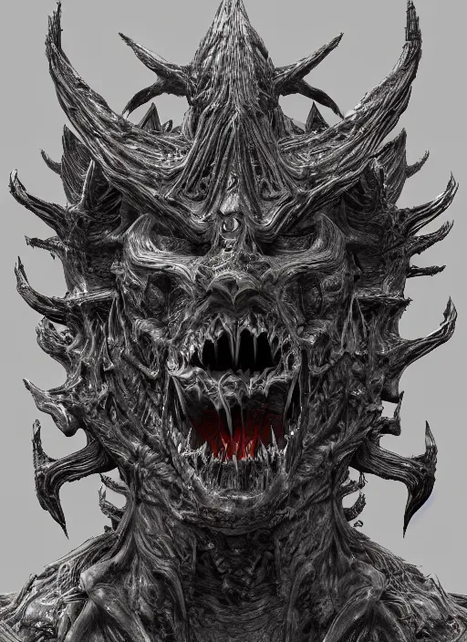 Prompt: a 3 d render of a demonic creature, symmetrical features, detailed, intricate details, dark, atmospheric, hyper - detailed, trending on artstation