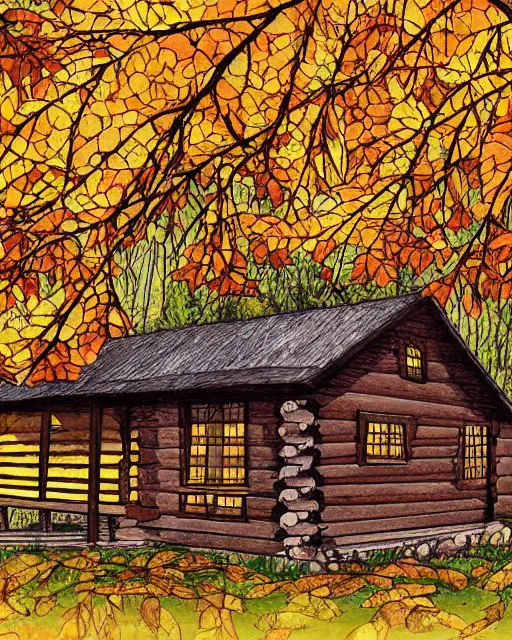 Image similar to autumn hill cabin man illustration by arti chauhan