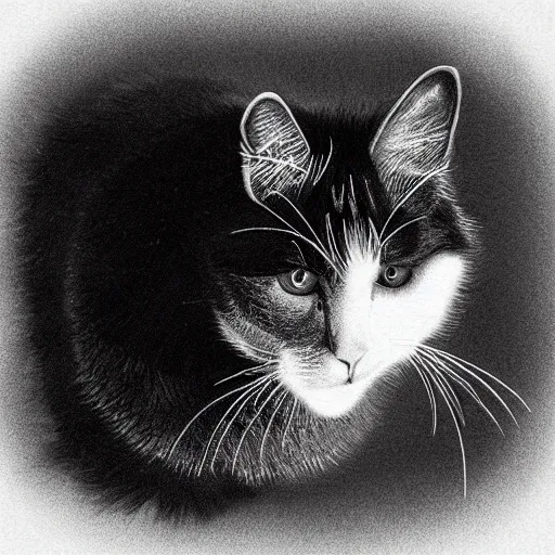 Image similar to black and white doodle of a cat