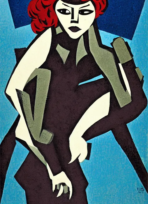 Image similar to a portrait of a pretty sewer punk young lady by aaron douglas