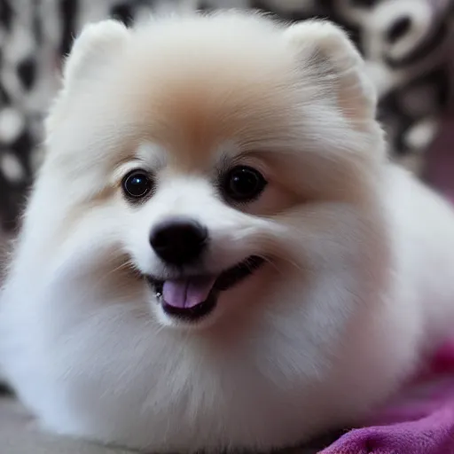 Image similar to photo of a pomeranian made of cotton candy