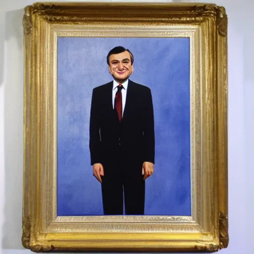 Image similar to Official US president portrait of Mr Bean, white house, USA flag