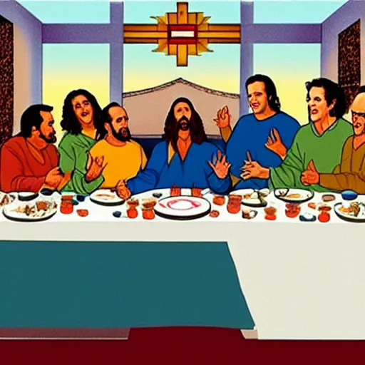 Prompt: Seinfeld cast at The Last Supper