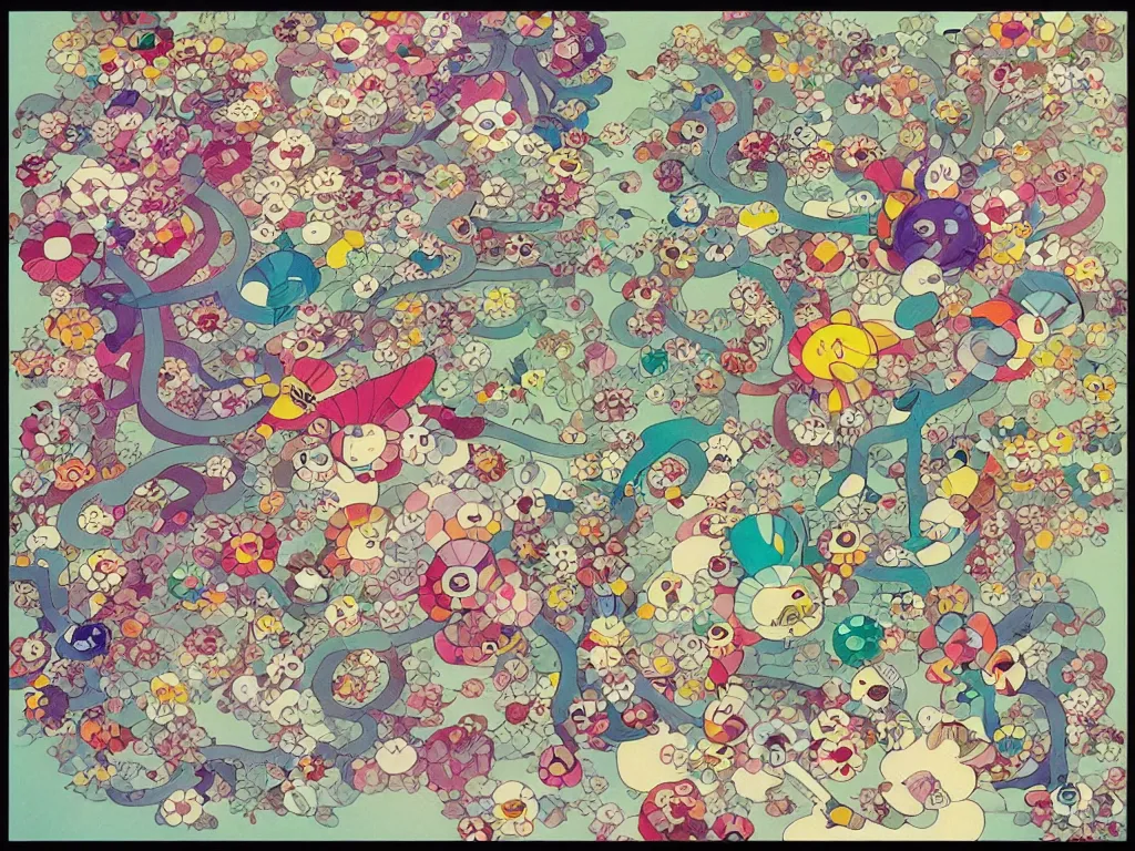 Image similar to colorful blueprint sideview of a fairytale forest, illustration, concept art, colorful, beautiful, studio ghibli, takashi murakami, alfons mucha, manga, cute and adorable