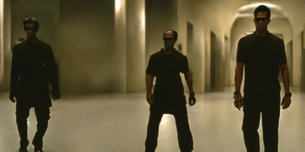 Prompt: sri lankan brown man as neo, in the matrix film, cinematic, wide shot, screencap, 35mm