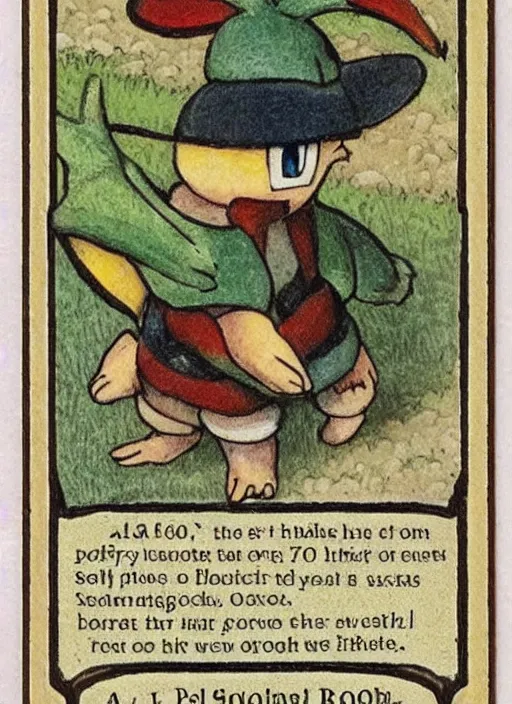 Image similar to a pokemon card from the 1 6 0 0 s