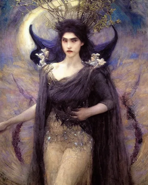 Image similar to a beautiful sorceress by Edgar Maxence, Ross Tran and Jules Bastien-Lepage