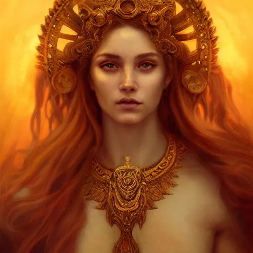 Image similar to majestic gracious regal seductive deity aphrodite portrait, ancient greece, atmospheric lighting, painted, intricate, volumetric lighting, beautiful, rich deep colours masterpiece, golden hour, sharp focus, ultra detailed, by leesha hannigan, ross tran, thierry doizon, kai carpenter, ignacio fernandez rios