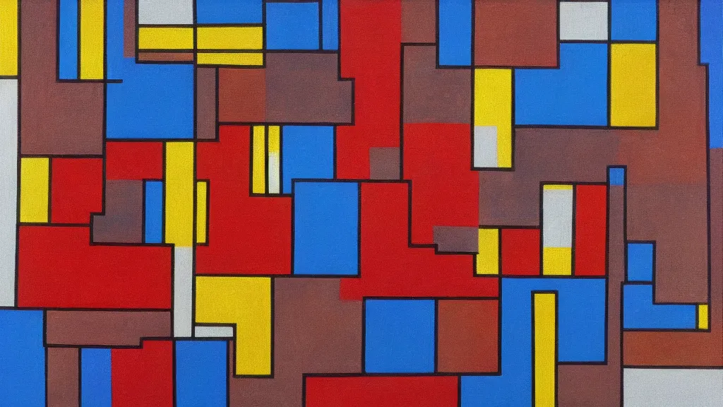 Image similar to abstract art painting, lines, forms, shapes, in style of piet mondrian, 4 k, high resolution details,