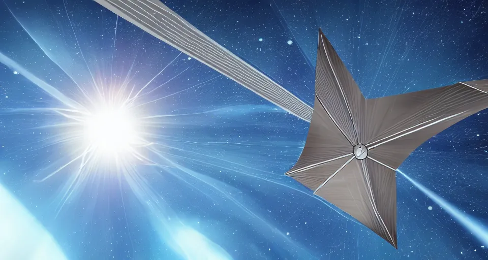 Image similar to solar sail in space, blocking the sun, seen from earth, vector style