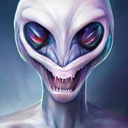 Prompt: a terrifying alien creature, digital painting, portrait, trending on artstation, artgerm