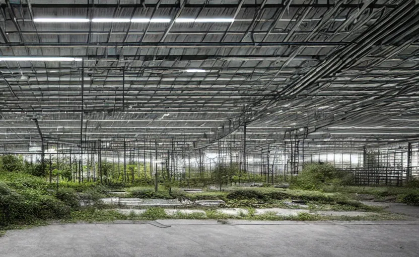 Image similar to industrial buildings surrounded by undergrowth by asano takeji