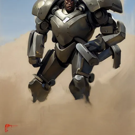 Image similar to greg manchess portrait painting of fully armored bionic augmented the foundation aka dwayne the rock as overwatch character, medium shot, asymmetrical, profile picture, organic painting, sunny day, matte painting, bold shapes, hard edges, street art, trending on artstation, by huang guangjian, gil elvgren, ruan jia, greg rutkowski, gaston bussiere