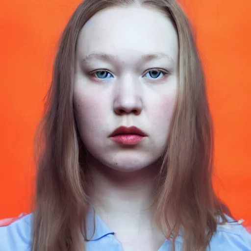 Image similar to a masterpiece portrait photo of a beautiful young woman who looks like julia jacklin, symmetrical face, random background scene