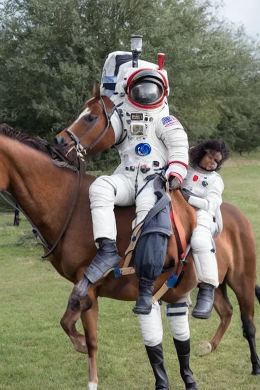 Image similar to astronaut carries a horse on his shoulders